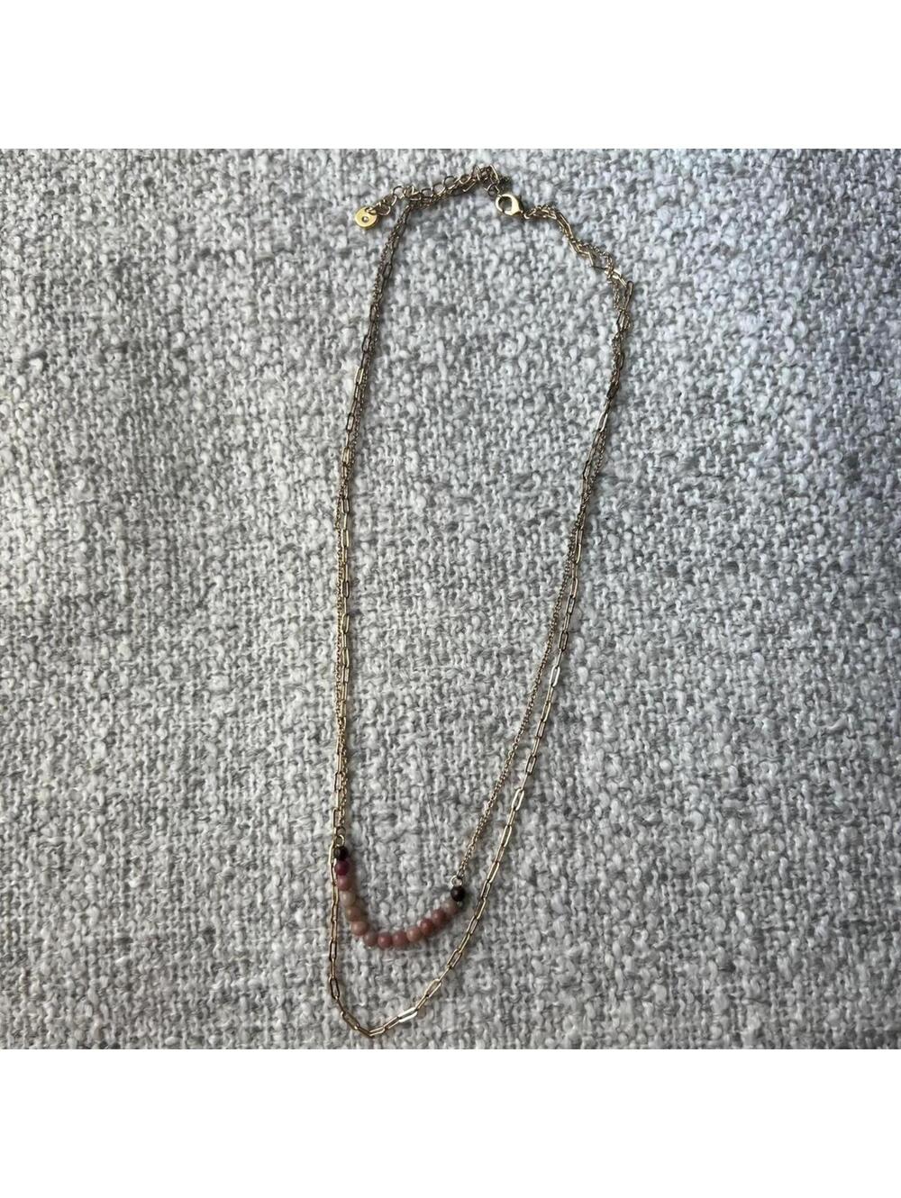 Vintage Petite Tiered Gold-Tone Double-Strand Beaded Necklace